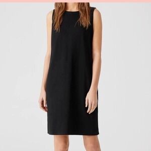 EILEEN FISHER‎ Black Sleeveless Crew Neck Shift Dress M M Organic Cotton